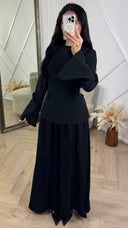 Elegante Two-Piece Set met Flared Mouwen en Maxi Rok