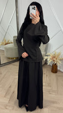 Elegante Two-Piece Set met Flared Mouwen en Maxi Rok