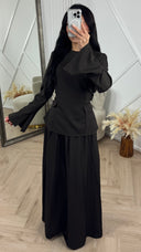 Elegante Two-Piece Set met Flared Mouwen en Maxi Rok