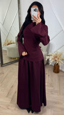 Elegante Two-Piece Set met Flared Mouwen en Maxi Rok