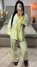 Essential Integrated Tie Waist Belt Set Golden Buttons Detail
