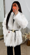 Faux Fur Jas met Ceintuur & Goudkleurig Detail