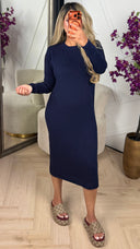 Gebreide maxi jurk met ronde hals 502