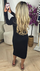 Gebreide maxi jurk met ronde hals 502