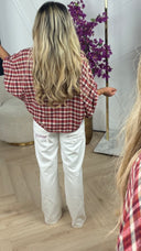 Geruite Blouse met Kraag en Wijde Mouwen