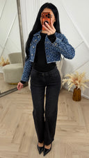 Cropped Denim Jasje met Structuurdessin – H637-10