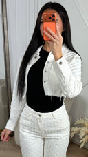 Cropped Denim Jasje met Structuurdessin – H637-11