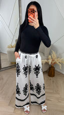 Bohemian Print Broek met Wijde Pijpen B502