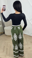 Bohemian Print Broek met Wijde Pijpen B502