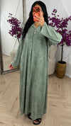 Jacquard Maxi Jurk met Kraag en Sierknopen 023-1