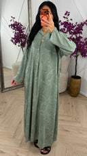 Jacquard Maxi Jurk met Kraag en Sierknopen 023-1