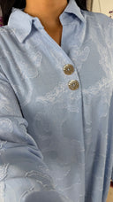 Jacquard Maxi Jurk met Kraag en Sierknopen 023-1