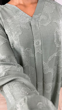 Jacquard Maxi Jurk met V-Hals en Steekzakken 009-1