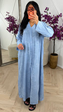 Jacquard Maxi Jurk met V-Hals en Steekzakken 009-1