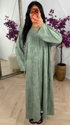 Jacquard Maxi Jurk met V-Hals en Steekzakken 009-1