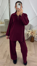 Jacquard Two-Piece Set met Halve Rits