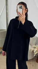 Jacquard Two-Piece Set met Halve Rits