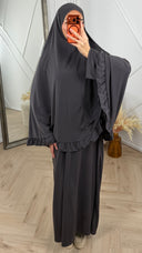 Jersey 2-Piece Khimar Set met Ruffle Rand