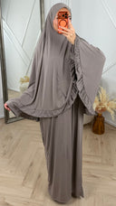 Jersey 2-Piece Khimar Set met Ruffle Rand