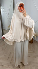 Jersey 2-Piece Khimar Set met Ruffle Rand