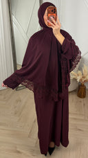 Khimar Maxi Jurk met Kantafwerking