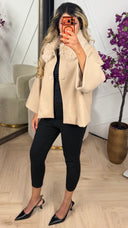 Korte Dames Mantel met Bontlook Kraag
