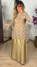 Lange Dames Jurk met Kant en Satijnlook Rok