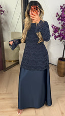 Lange Dames Jurk met Kant en Satijnlook Rok