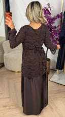 Lange Dames Jurk met Kant en Satijnlook Rok