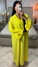Lange Katoenen Abaya met V-hals en Splitmouwen