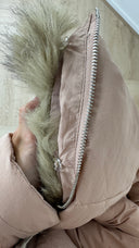 Lange Puffer Jas met Afneembare Faux Fur Capuchon
