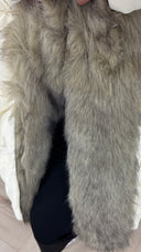 Lange Puffer Jas met Afneembare Faux Fur Capuchon