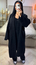 Lange Teddy Cardigan met Zakdetails
