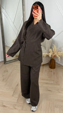 Linen Style 2-Piece Set met Overslag en Wijde Broek