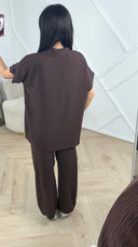 Luchtige Tweedelige Set met Kraag en Wijde Broek