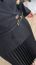 Luxe Blazer Plissé Maxi Jurk met Ceintuur