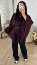 Luxe Fluffy Wool Touch Poncho met Ceintuur