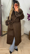 Luxe Kashmier Mantel met Afneembare Bontmanchetten