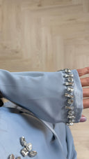 Luxe Maxi Jurk met Kristalborduursel en Wijde Mouwen