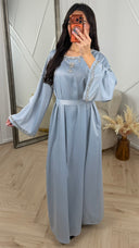 Luxe Maxi Jurk met Kristalborduursel en Wijde Mouwen