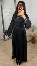 Luxe Maxi Jurk met Kristalborduursel en Wijde Mouwen