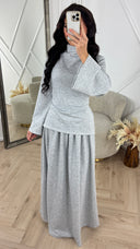 Luxe Rok Set met Hoge Hals en Taillelint