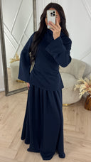 Luxe Rok Set met Hoge Hals en Taillelint