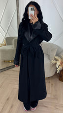 Luxe Trenchcoat met Leren Revers & Ceintuur