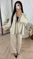 Luxe Viscose Two-Piece Set met Gouden Broche