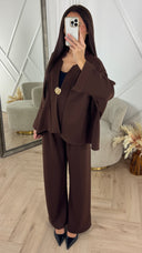 Luxe Viscose Two-Piece Set met Gouden Broche