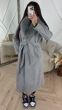 Luxe Wool Touch Coat met Faux Fur Kraag