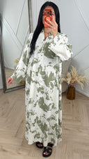 Marmer Print Maxi Jurk met Knoopdetail 005-H