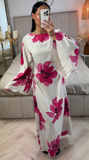 Maxi Jurk met Bloemenprint en Wijde Mouwen – Viscoseblend