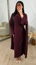 Maxi Jurk met Cape-Effect en Parel Details